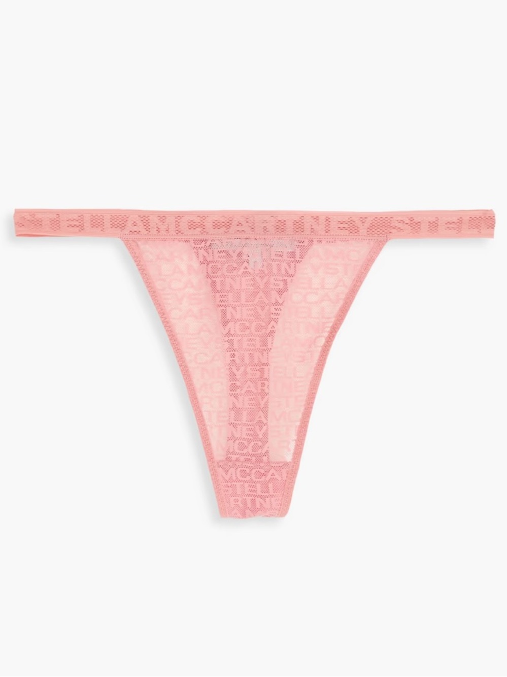 STELLA MCCARTNEY Pink Embroidered Stretch Mesh Logo Thong Large L NEW NWT